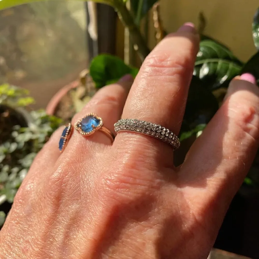 High polished Stainless Steel Ring with Top Grade Crystal in Clear